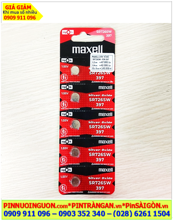 COMBO 01vỉ 5viên Pin đồng hồ 1.55v Silver Oxide MAXELL SR726SW - Pin 397 chính hãng, XUất xứ NHẬT